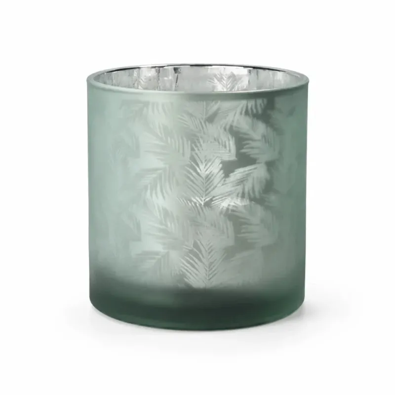 Windlicht Vase aus Glas in Grün-Silber in hochwertiger Produktansicht