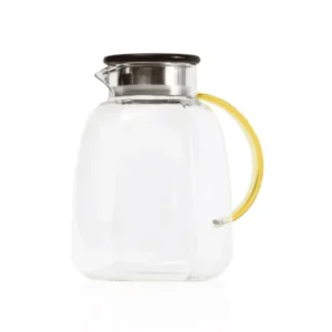 Wooden Glass Jug – Borosilicate & Heat - Resistant with Wooden Lid – 2000cc (16x16x22 cm) - Exporgin - Global Shopping Site