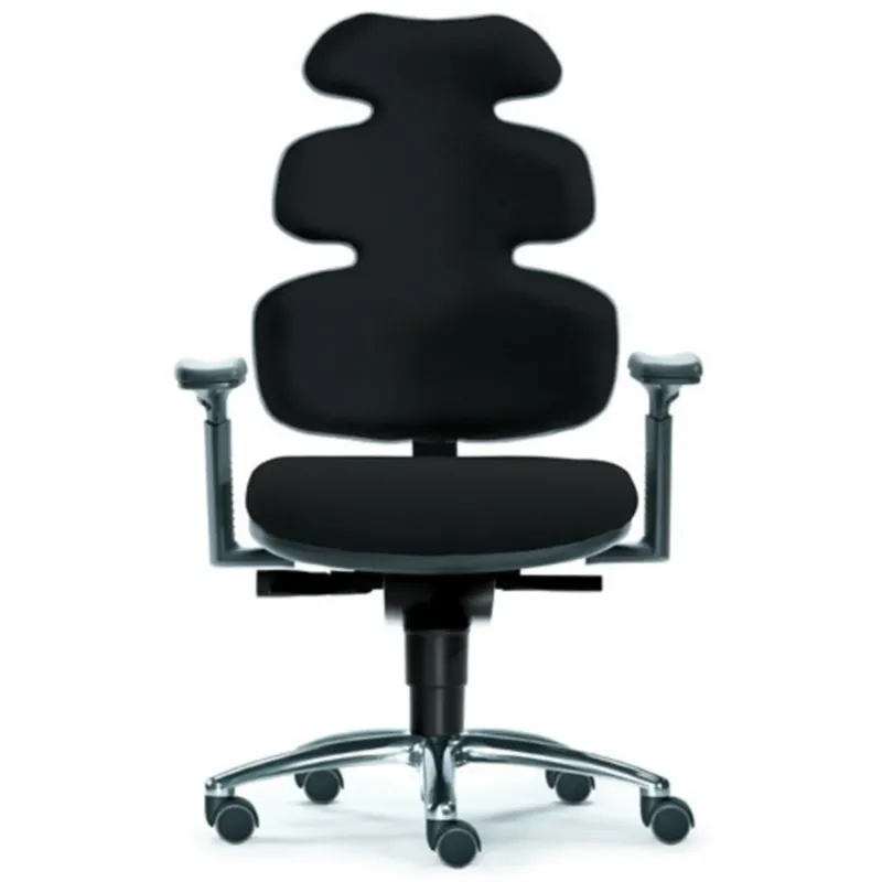 High-End-Bürostuhl ZERO 54 AL in Schwarz mit geschwungener Rückenlehne und Armlehnen von Sitwell Steifensand