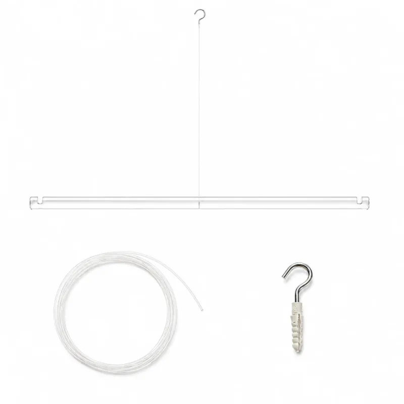 Transparente Acryl-Zwischenaufhängung für 12V LED- und Halogen-Seilsysteme mit 1 m Nylonschnur und Deckenhaken